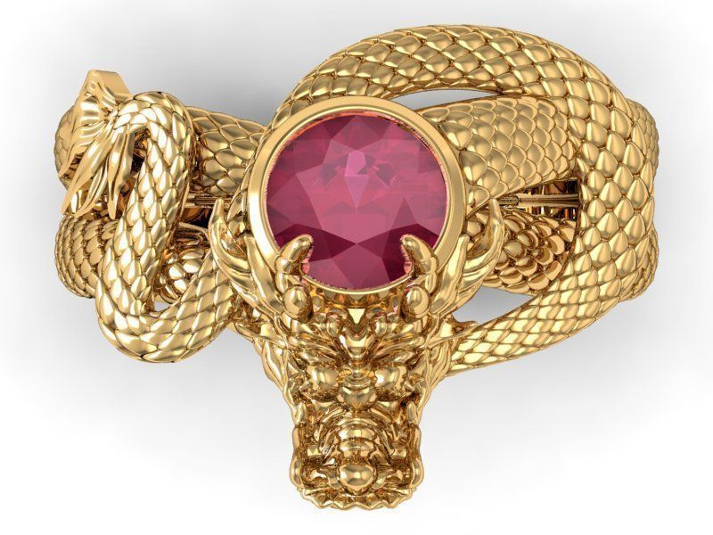 ring ruby dragon around finger 3D print model_3