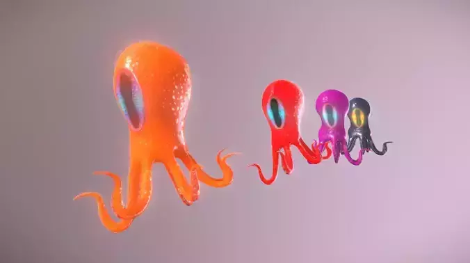 Octopus pack Low-poly 3D model