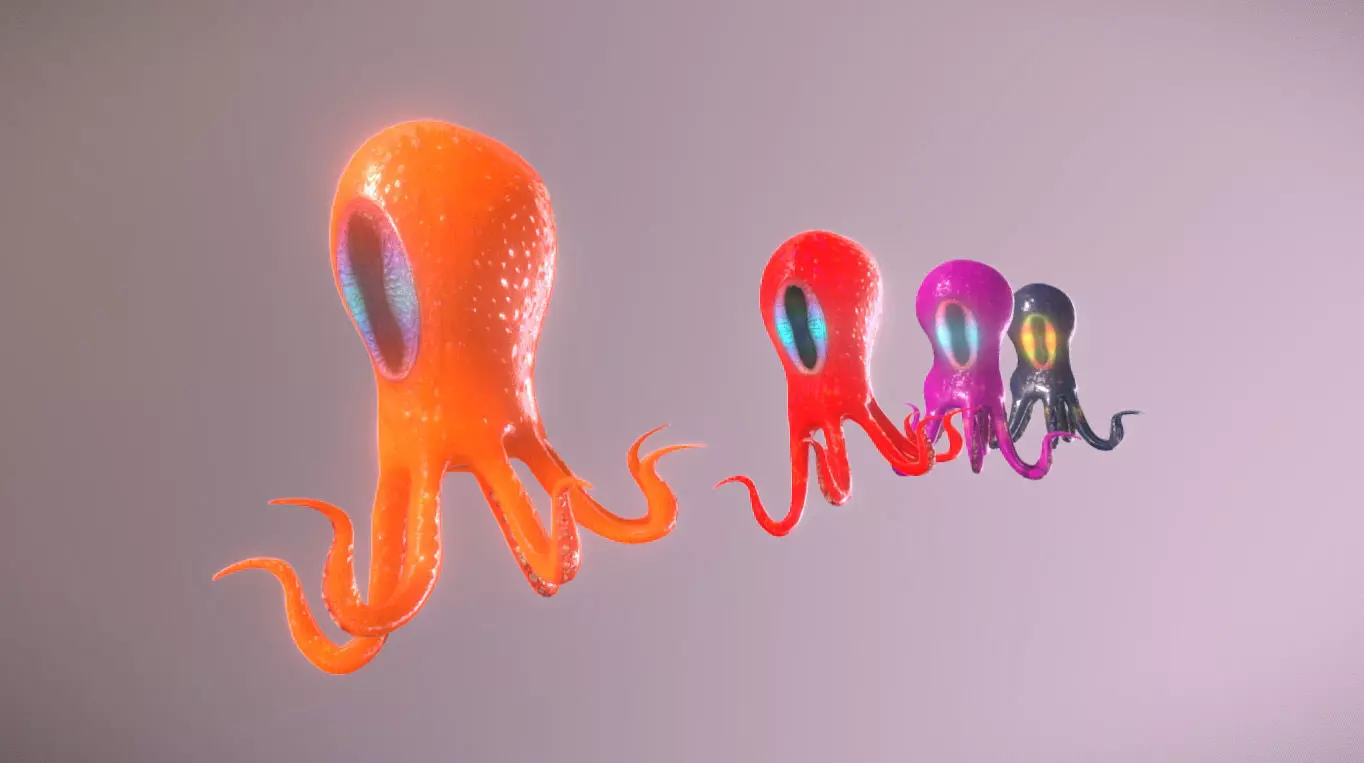 Octopus pack Low-poly 3D model_0