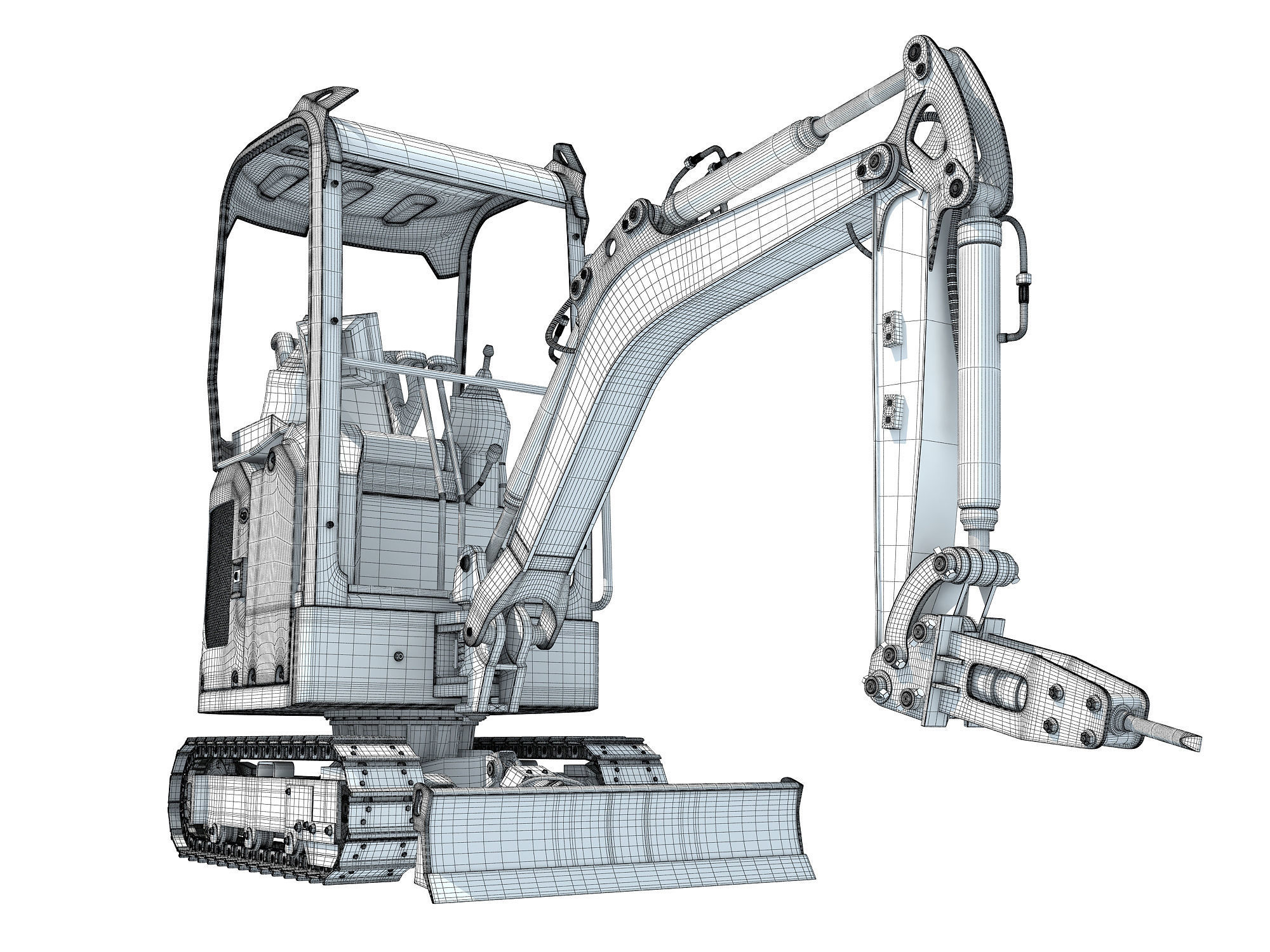 Mini Excavator Breaker Hammer 3D model_17