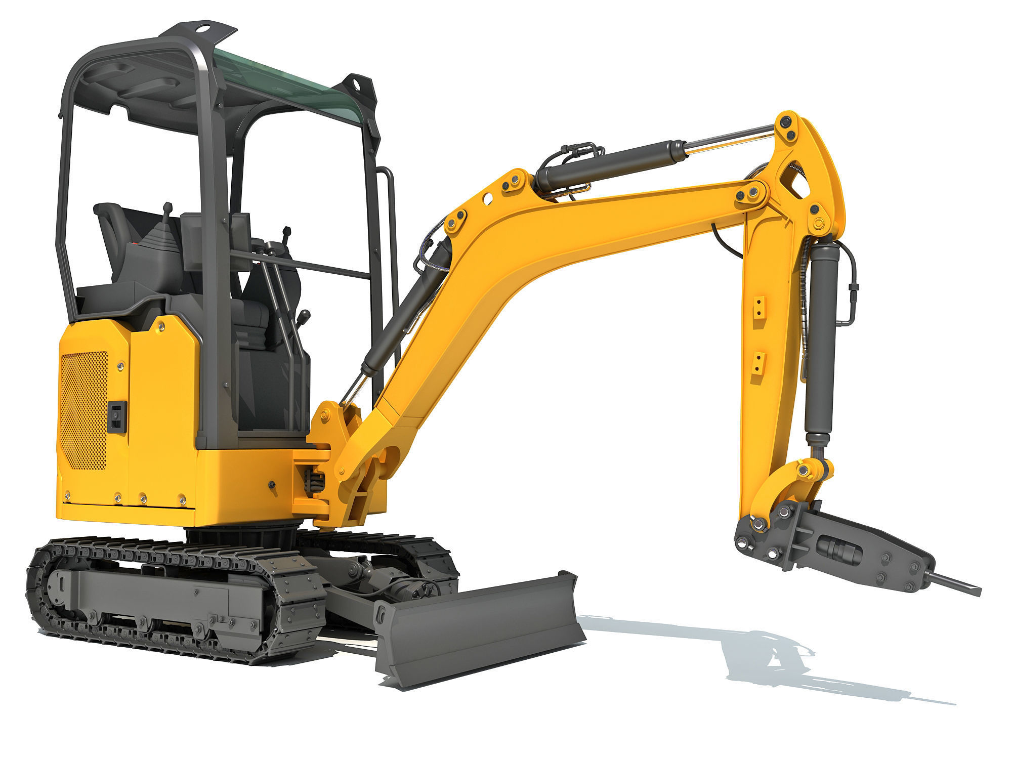 Mini Excavator Breaker Hammer 3D model_7