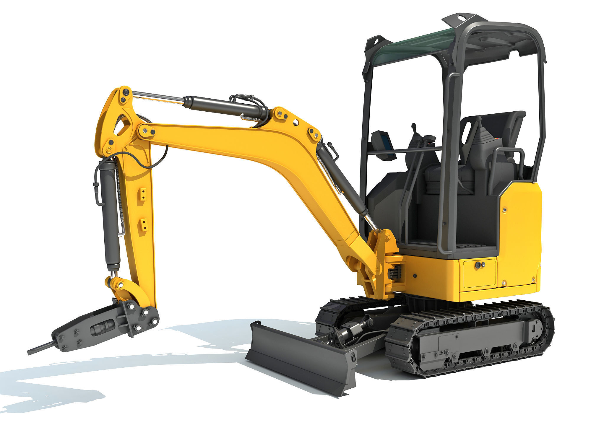 Mini Excavator Breaker Hammer 3D model_1