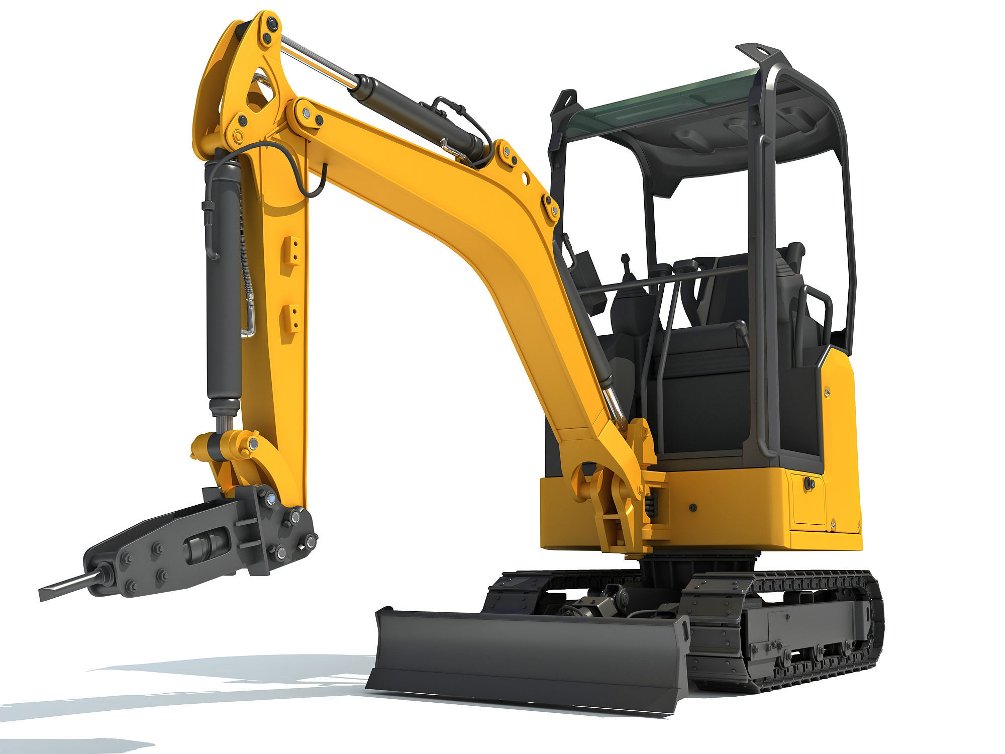 Mini Excavator Breaker Hammer 3D model_10