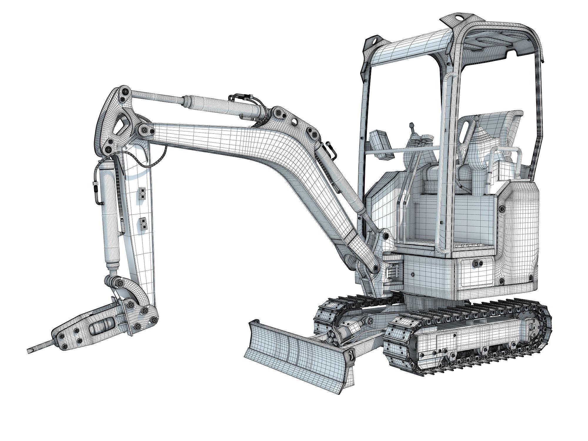 Mini Excavator Breaker Hammer 3D model_14