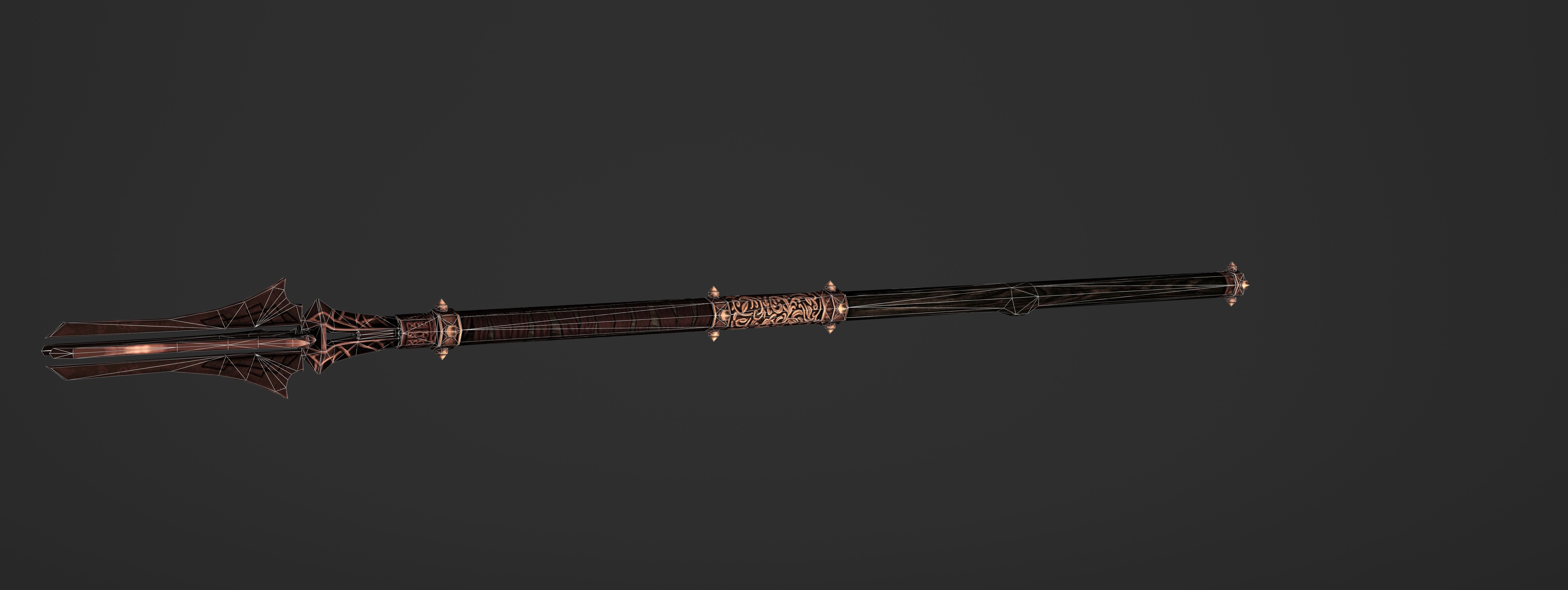 God Poker Golden Staff Low-poly 3D model_9