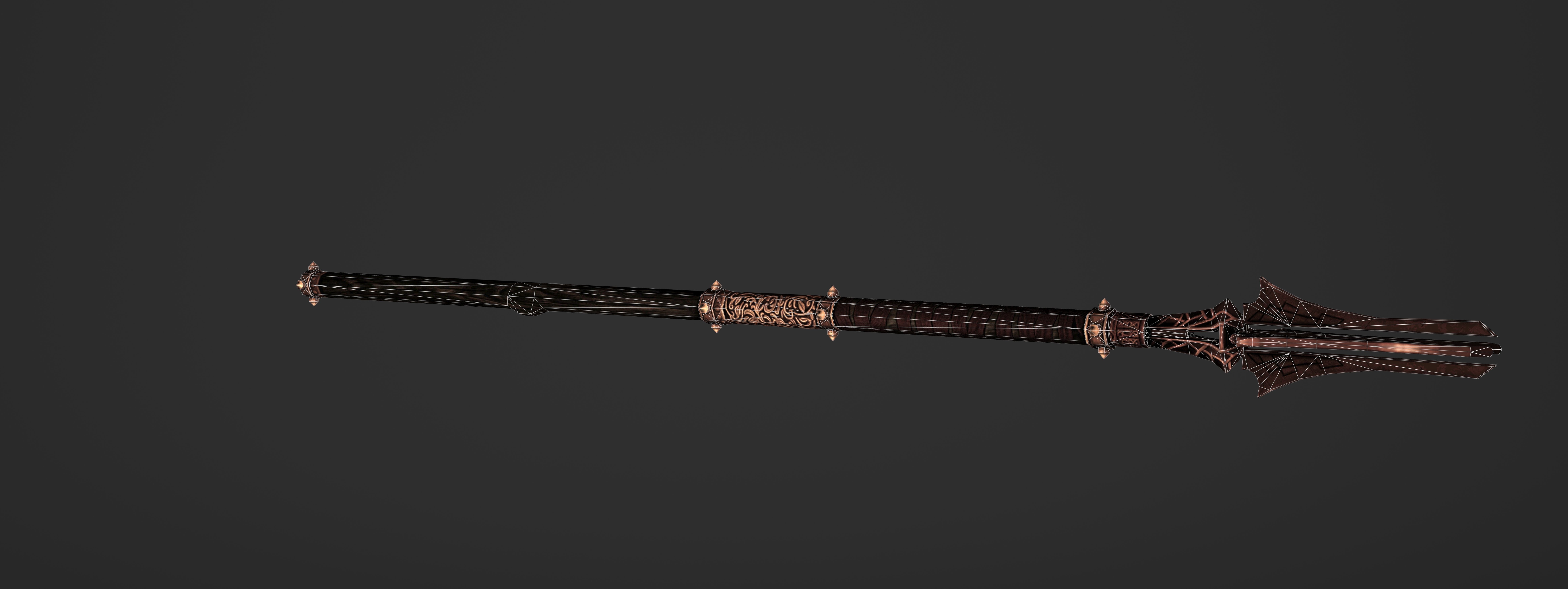 God Poker Golden Staff Low-poly 3D model_15