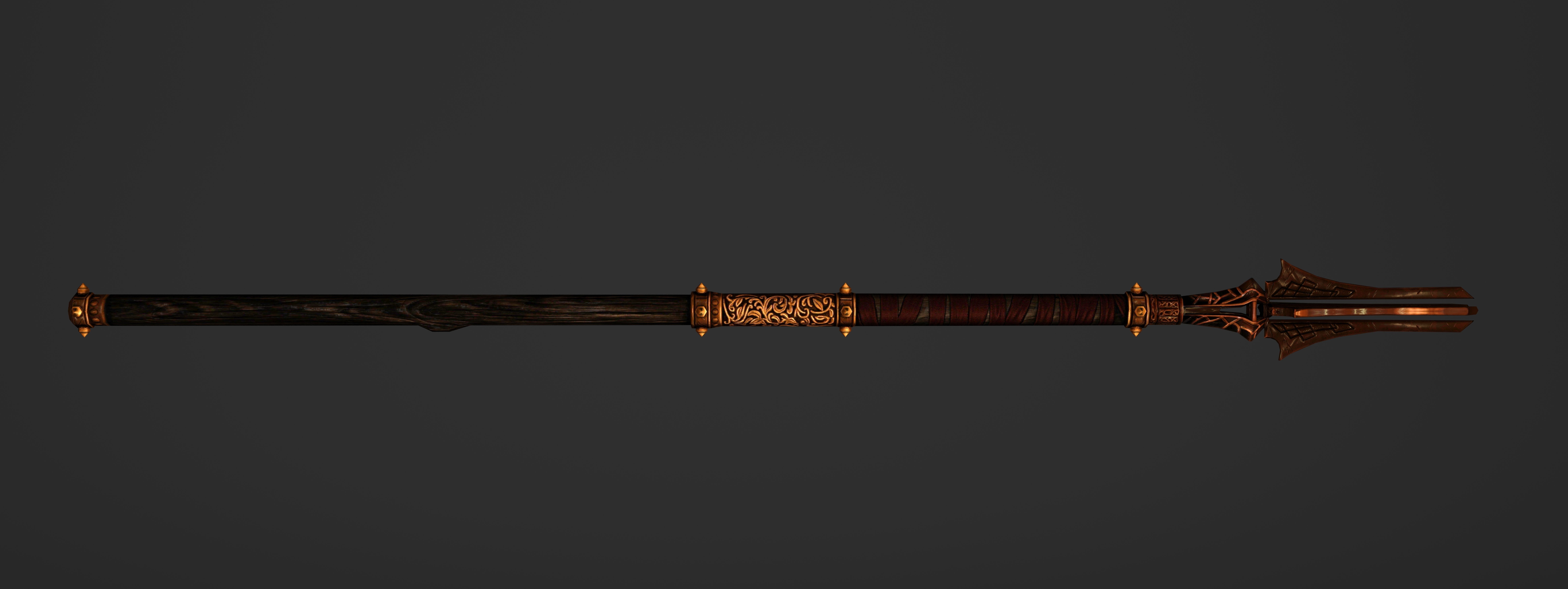 God Poker Golden Staff Low-poly 3D model_16