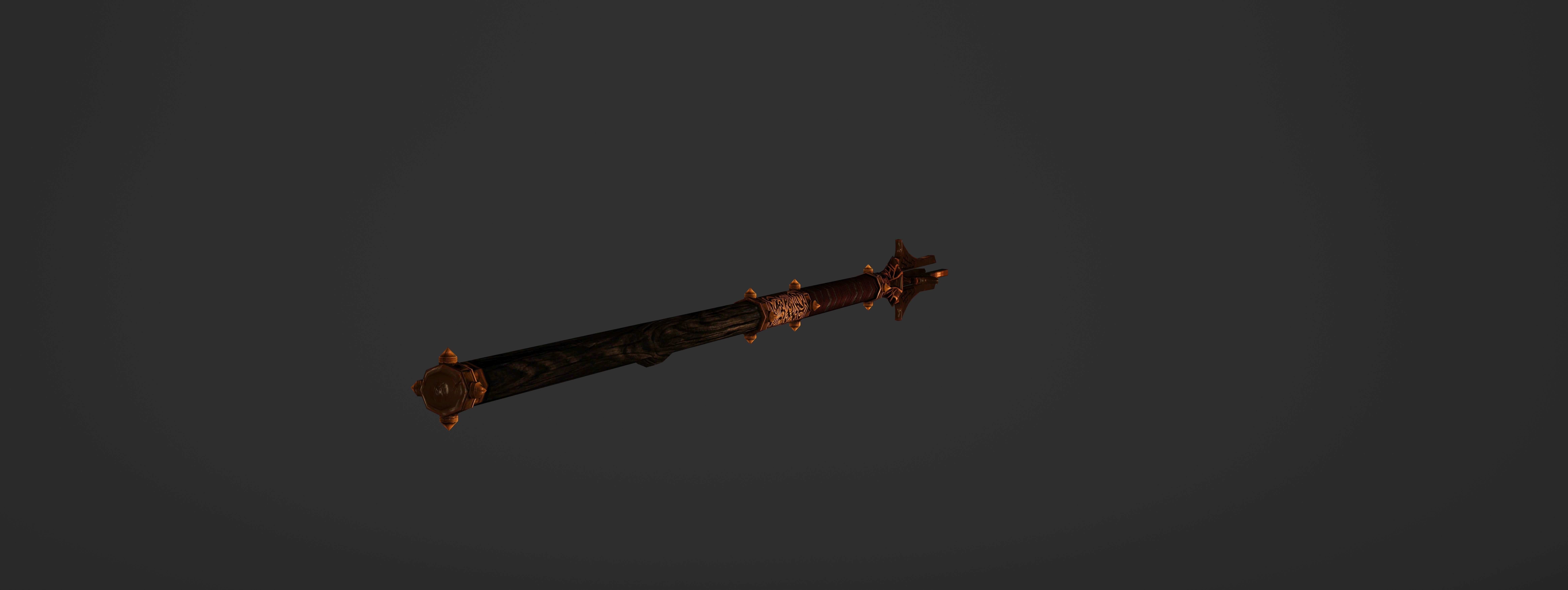 God Poker Golden Staff Low-poly 3D model_20