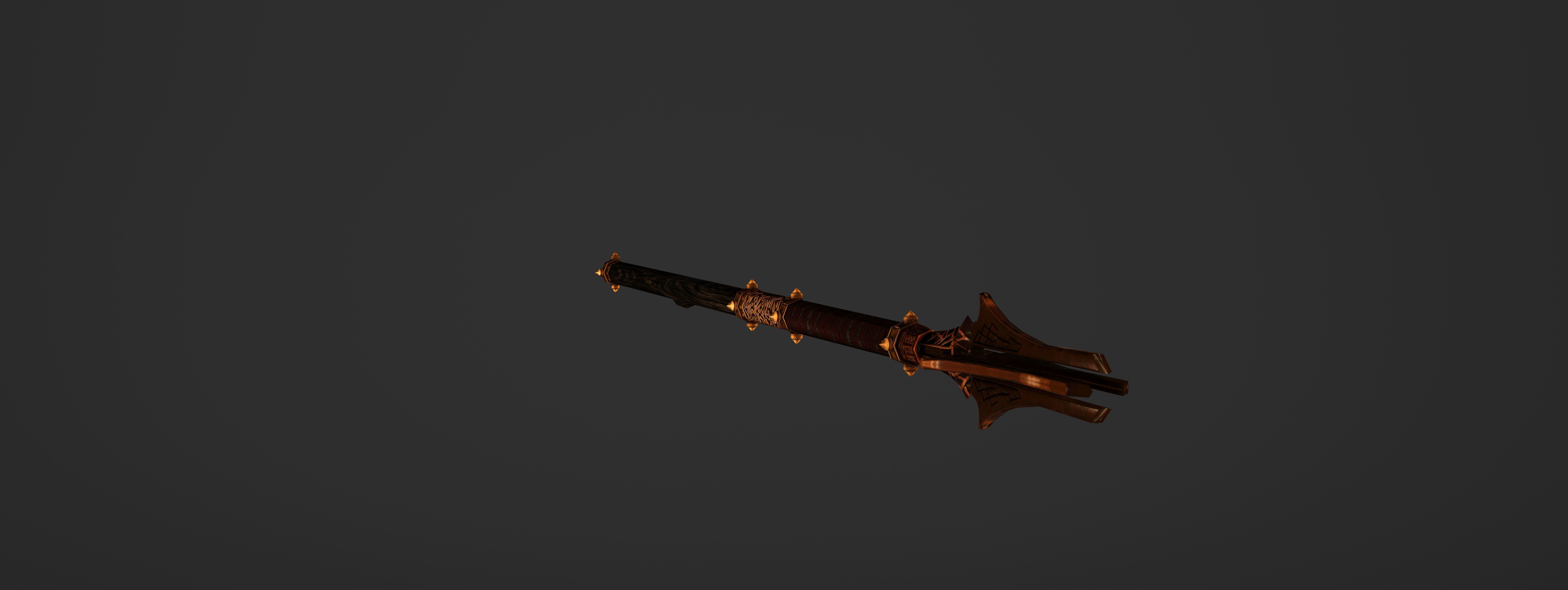 God Poker Golden Staff Low-poly 3D model_12