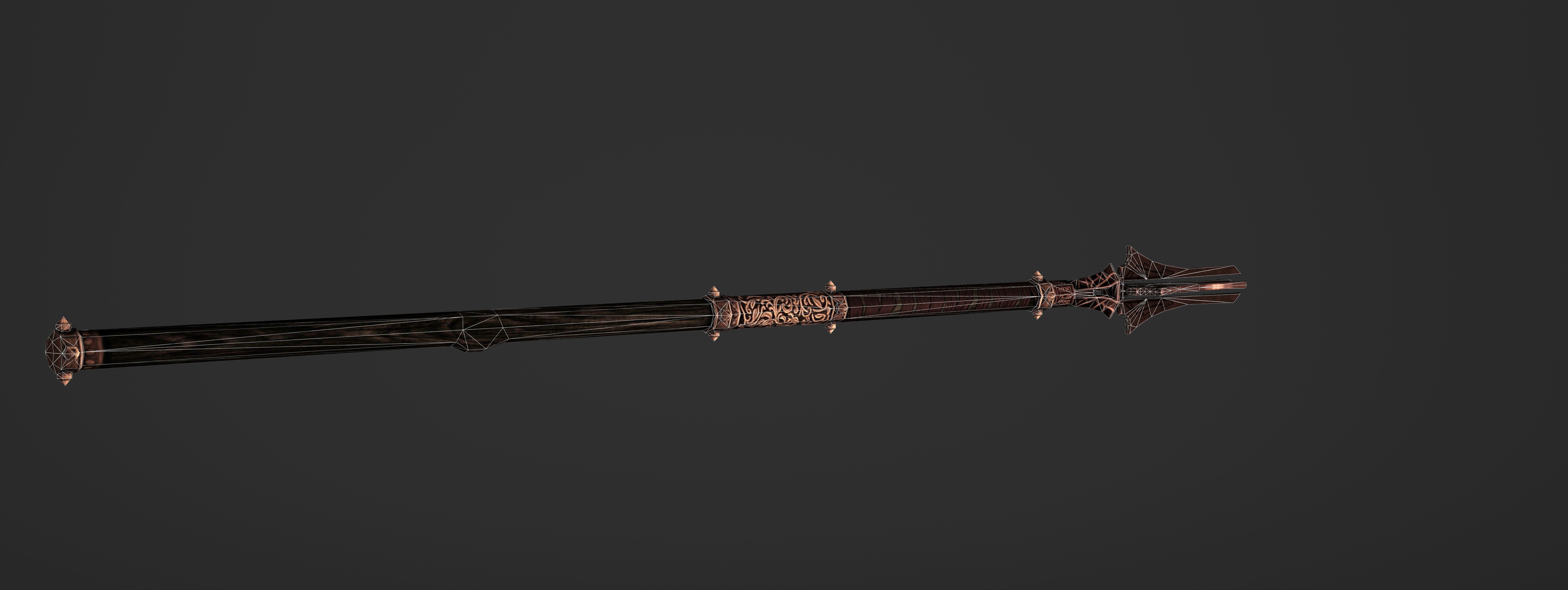 God Poker Golden Staff Low-poly 3D model_19