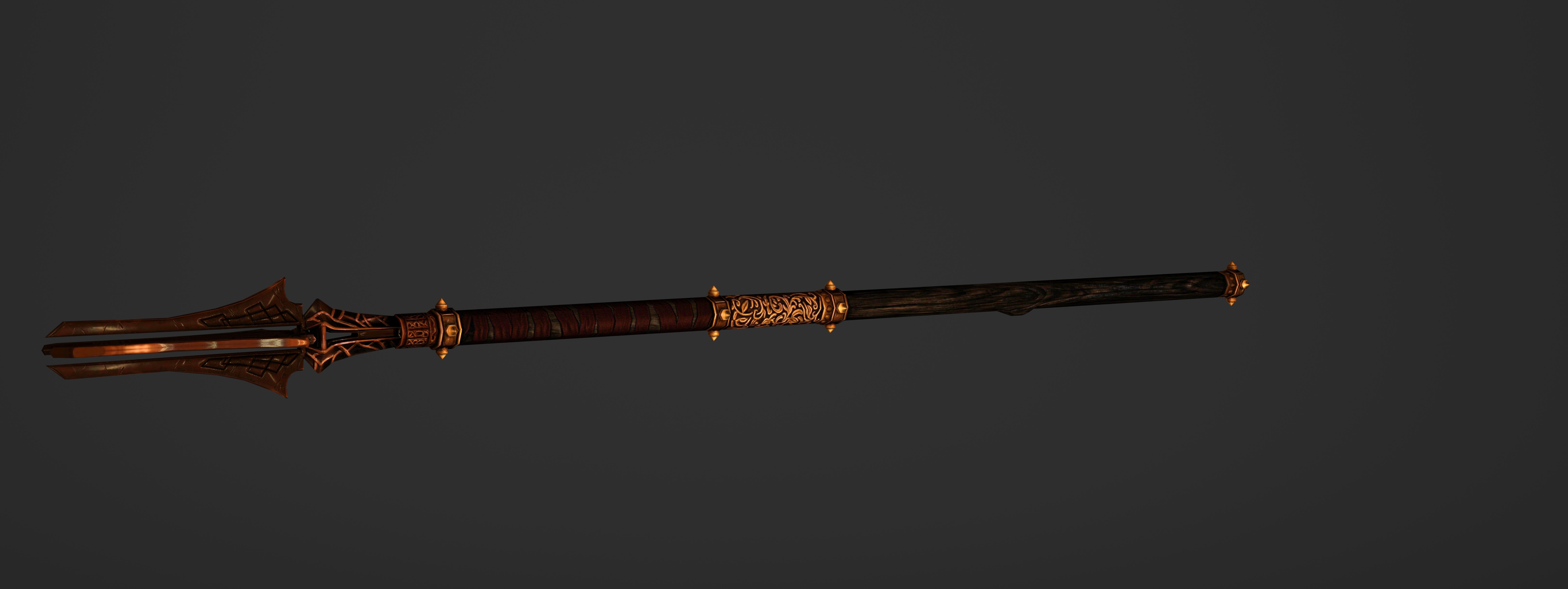 God Poker Golden Staff Low-poly 3D model_8