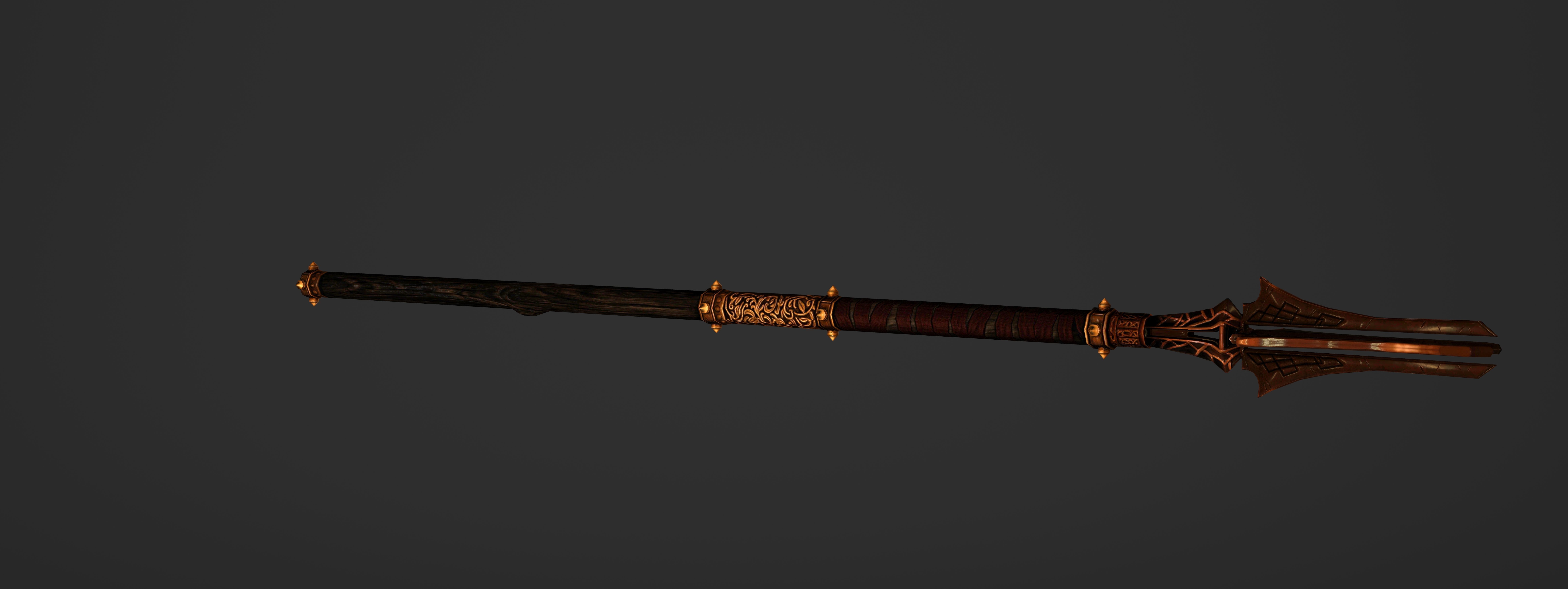 God Poker Golden Staff Low-poly 3D model_14