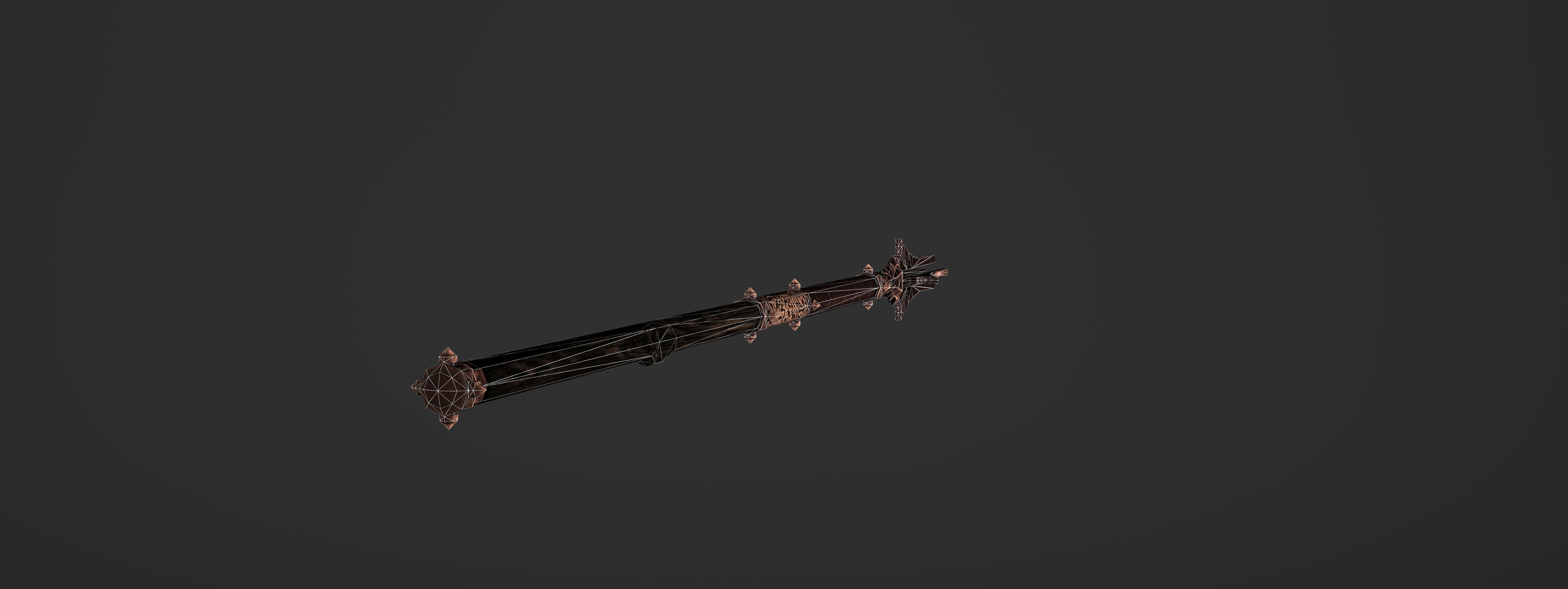 God Poker Golden Staff Low-poly 3D model_21