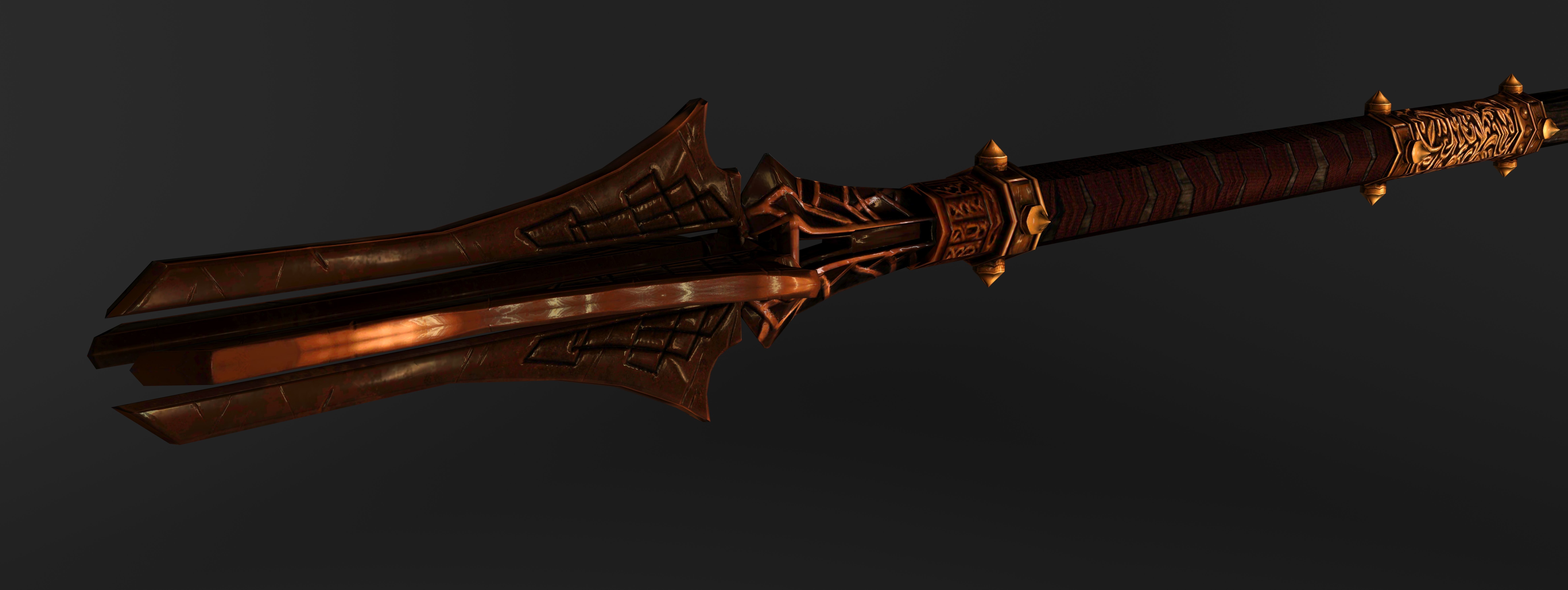 God Poker Golden Staff Low-poly 3D model_4