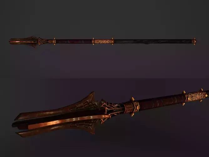 God Poker Golden Staff Low-poly 3D model