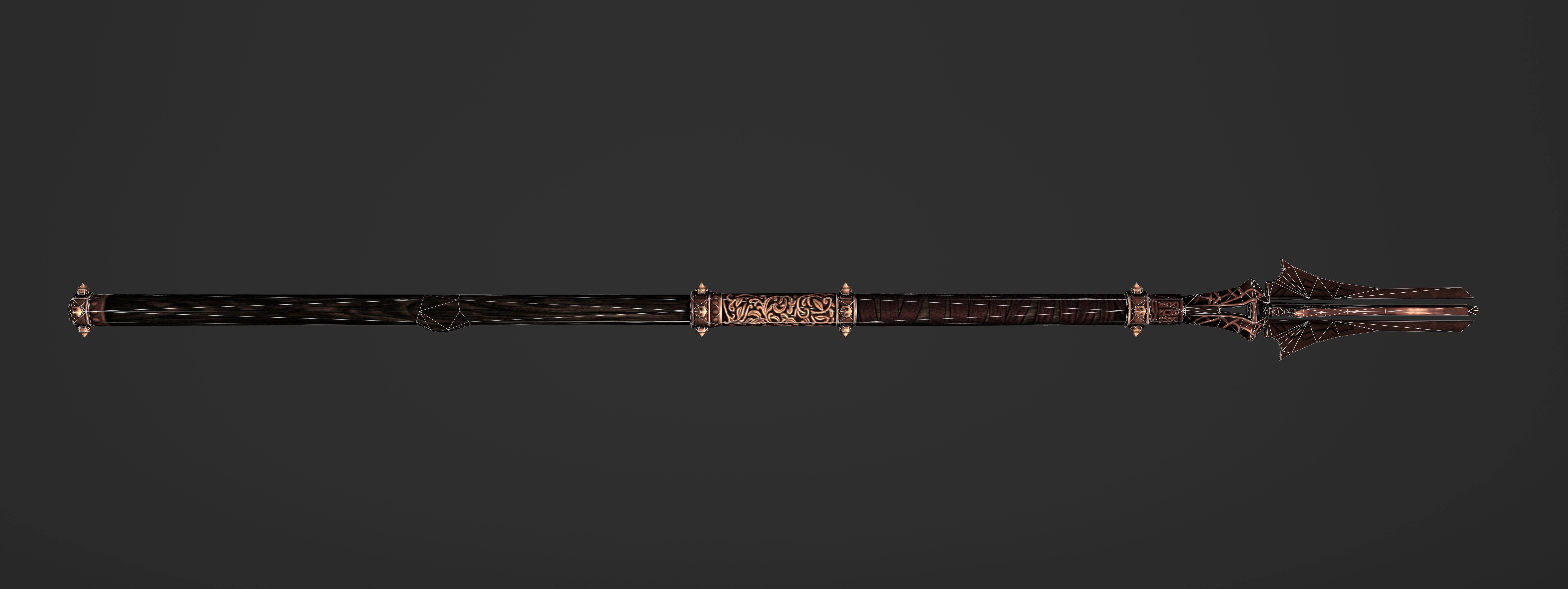 God Poker Golden Staff Low-poly 3D model_17