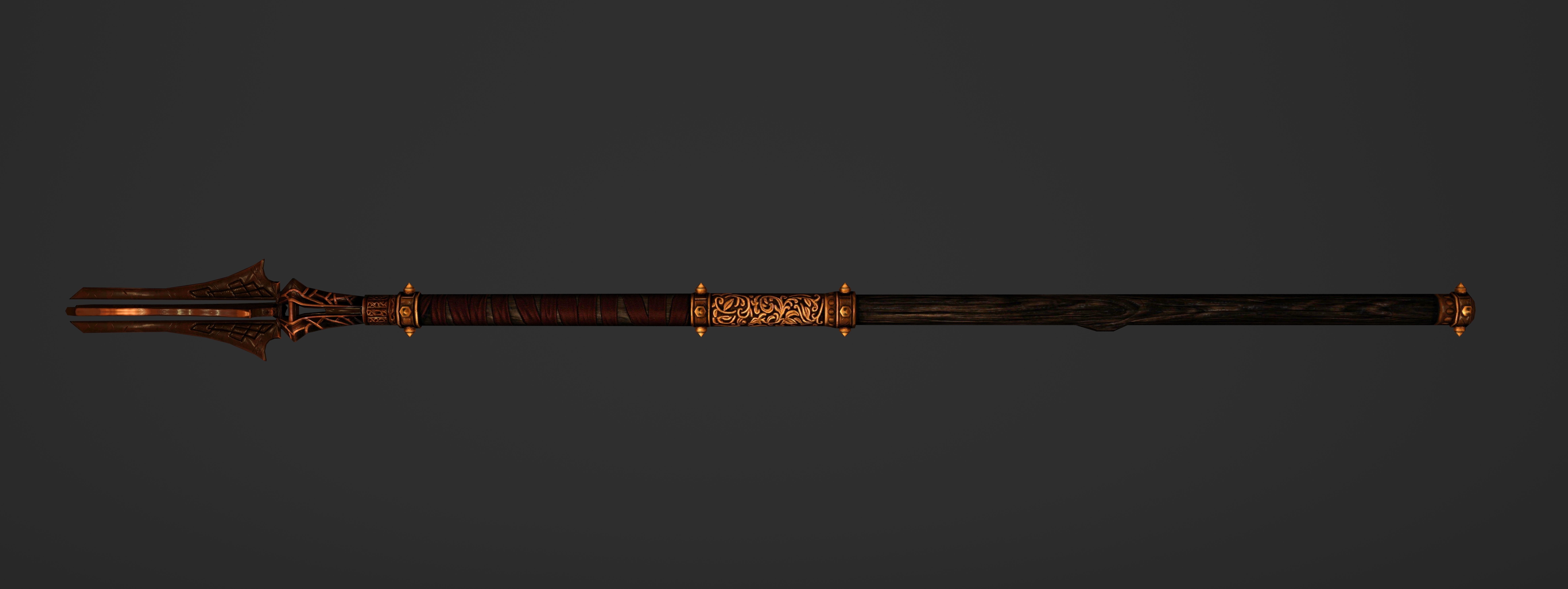 God Poker Golden Staff Low-poly 3D model_2