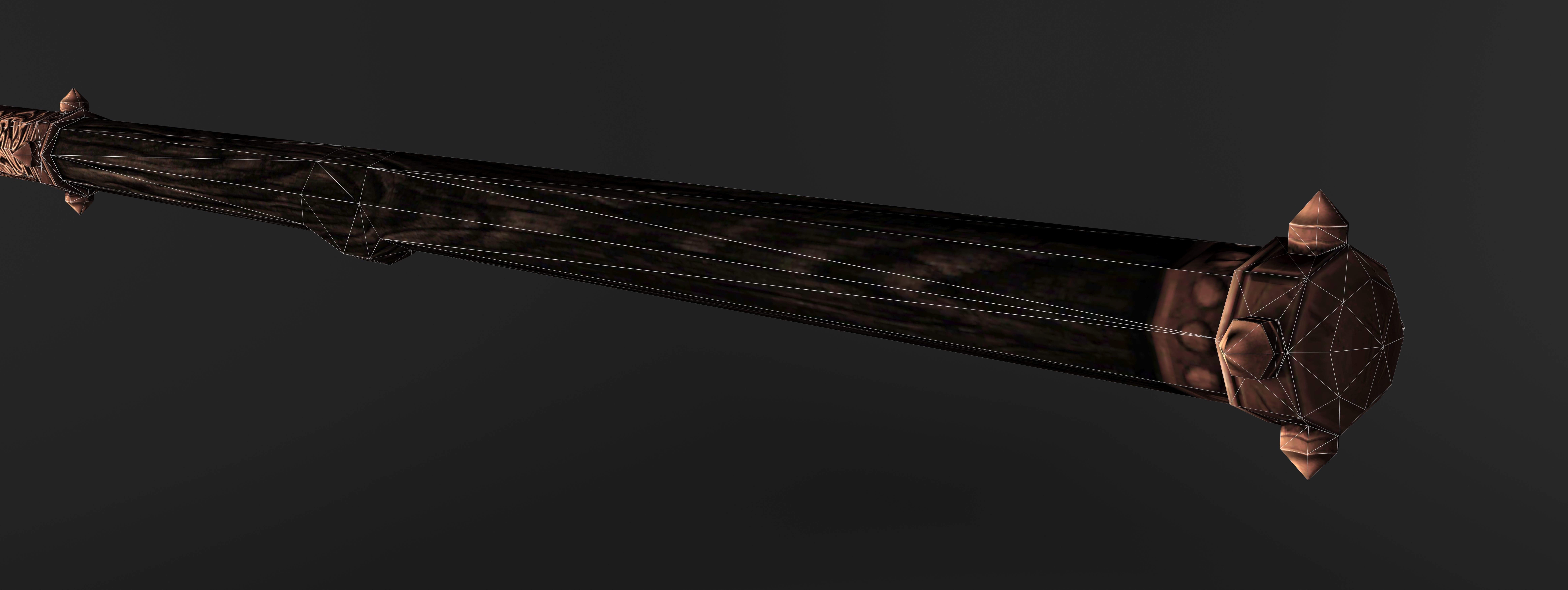 God Poker Golden Staff Low-poly 3D model_7