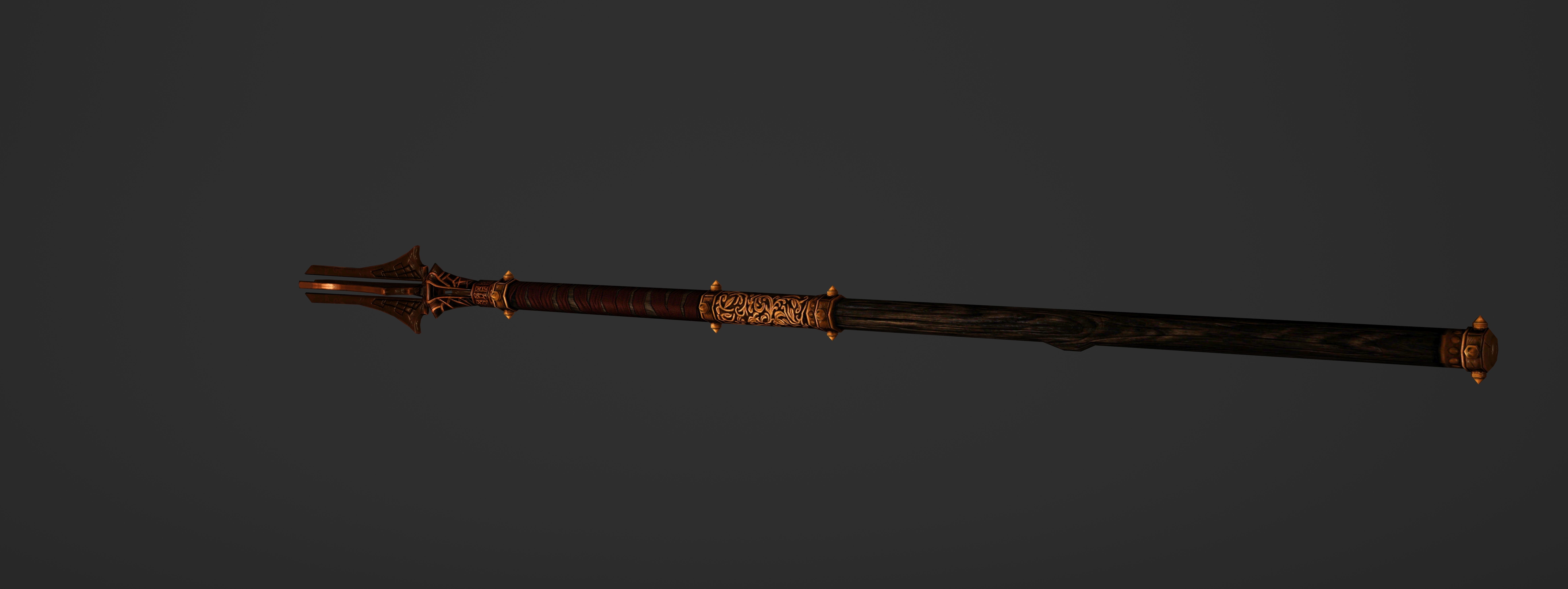 God Poker Golden Staff Low-poly 3D model_24