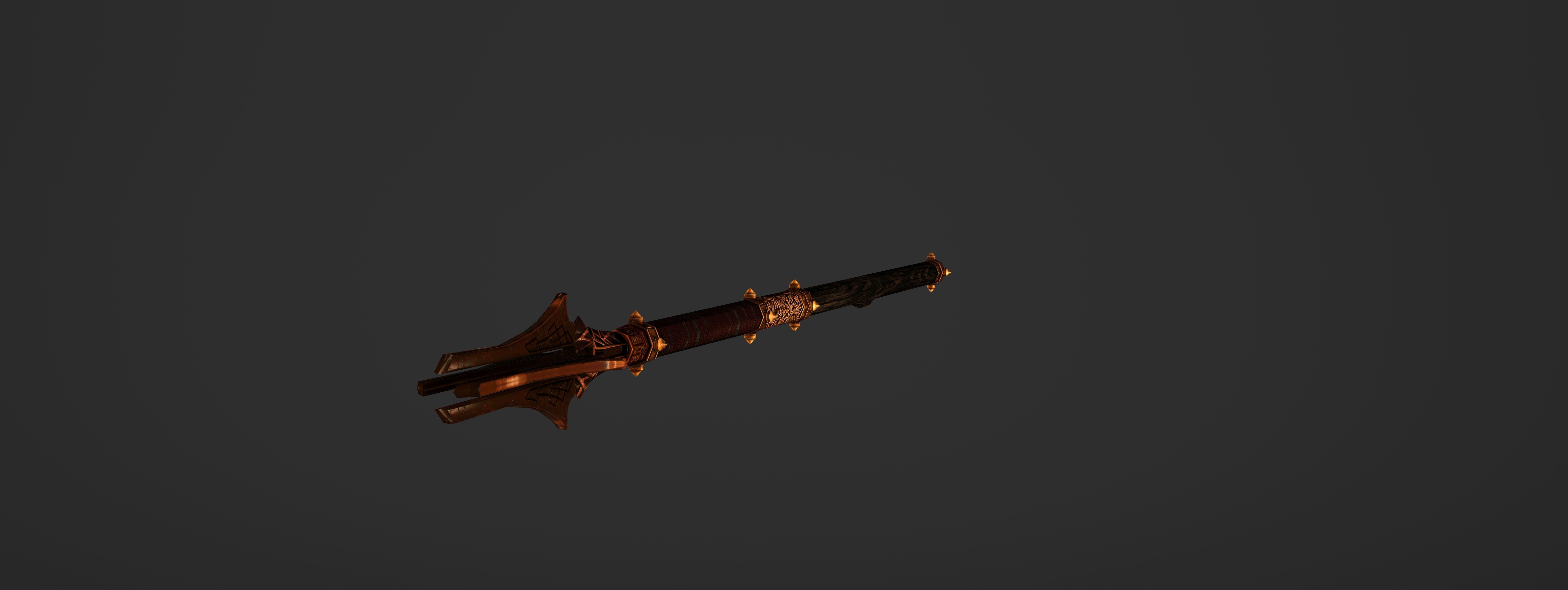 God Poker Golden Staff Low-poly 3D model_10