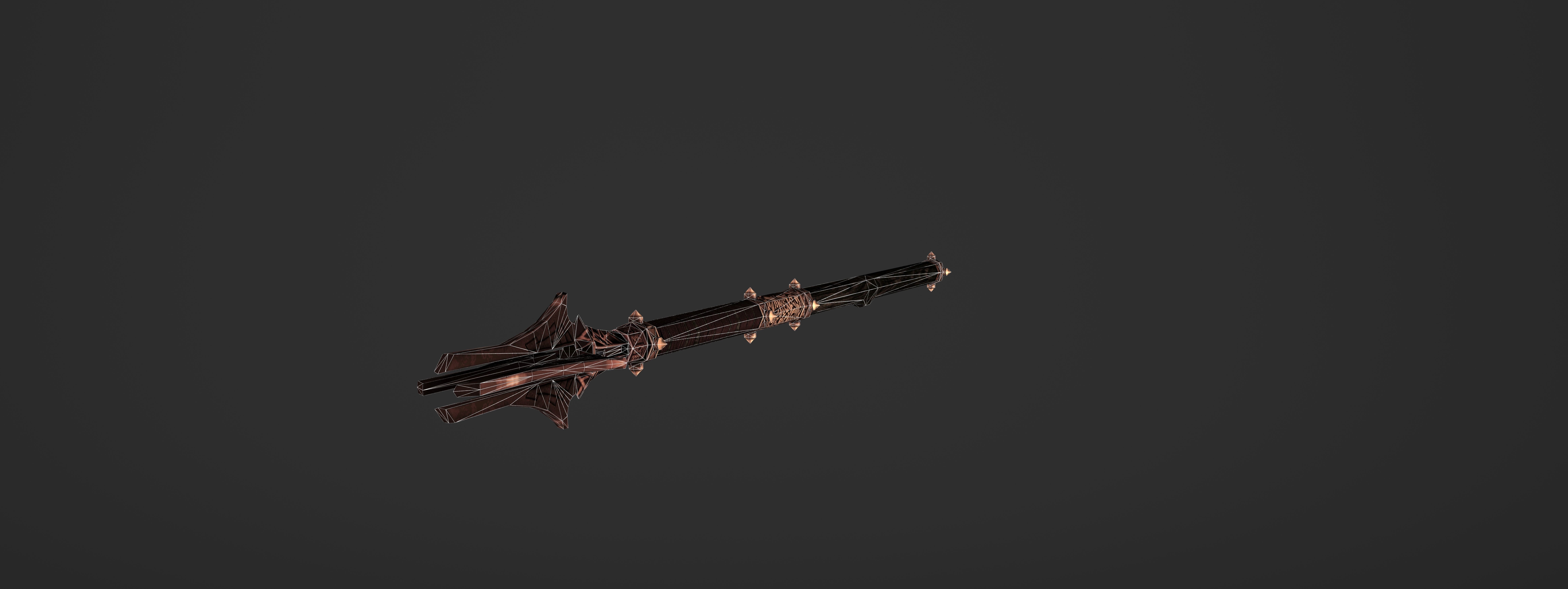 God Poker Golden Staff Low-poly 3D model_11