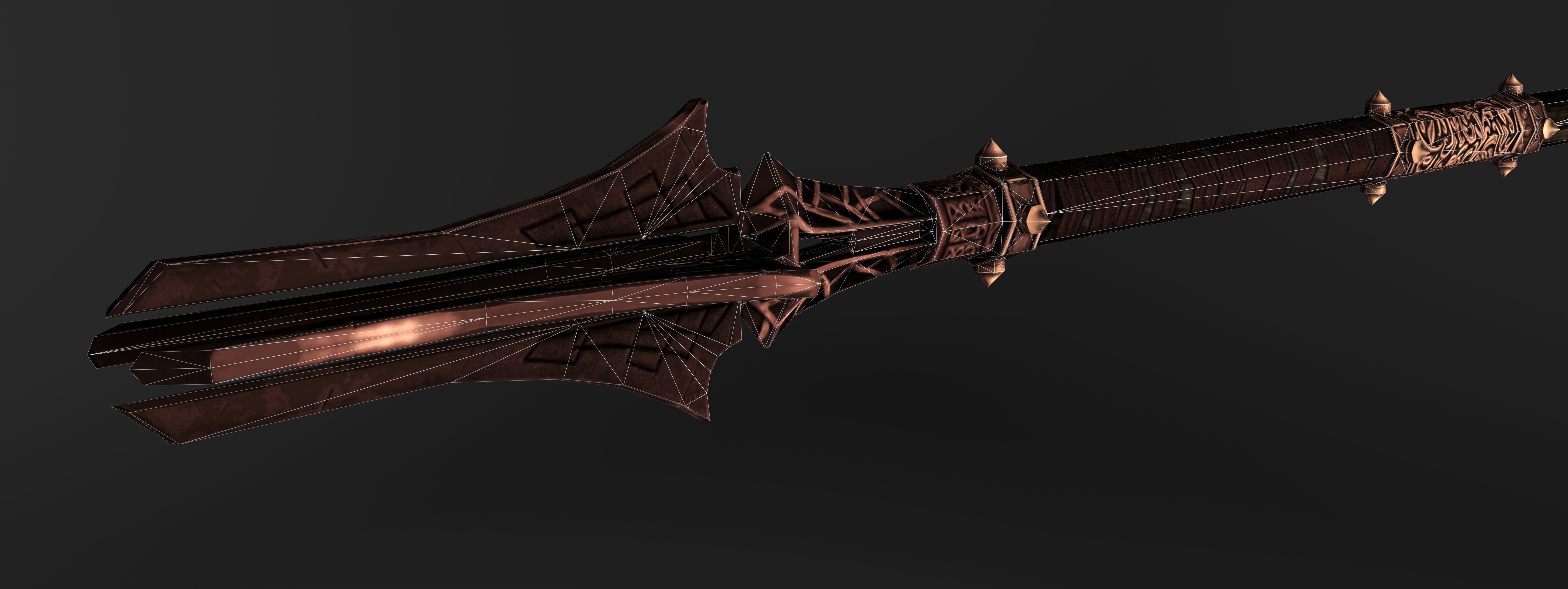 God Poker Golden Staff Low-poly 3D model_5