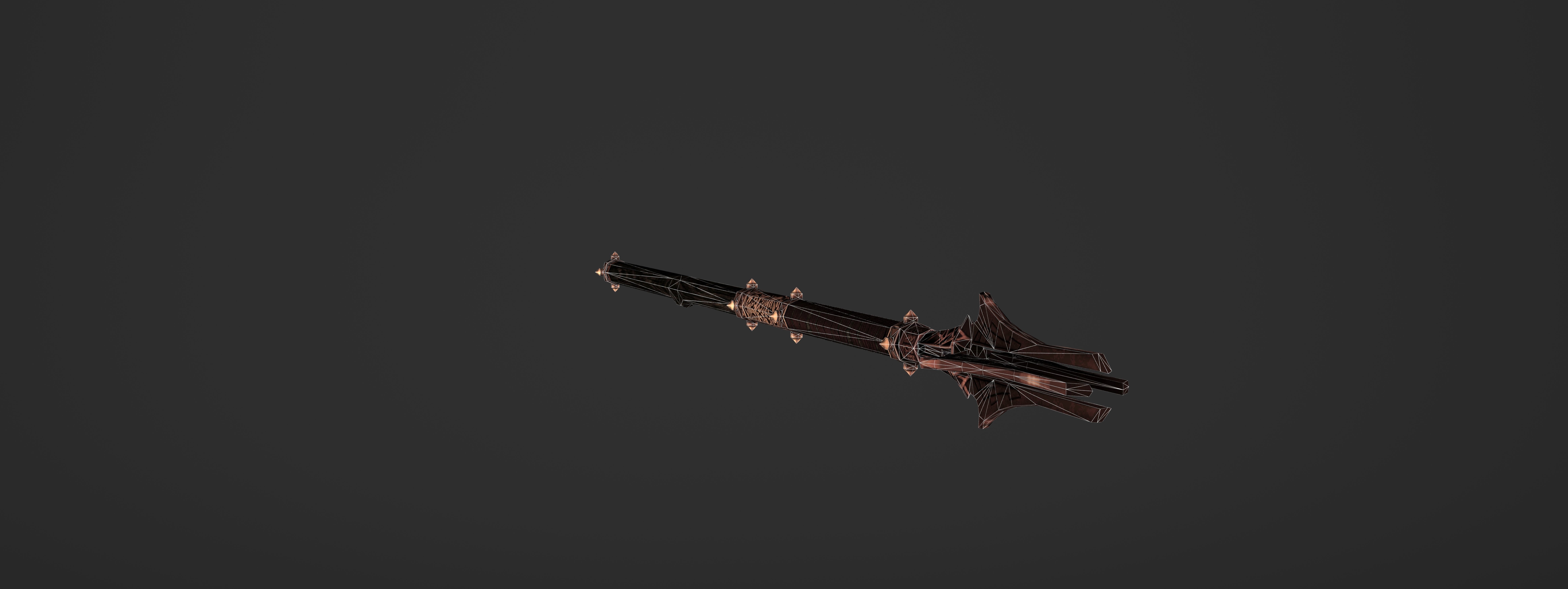 God Poker Golden Staff Low-poly 3D model_13