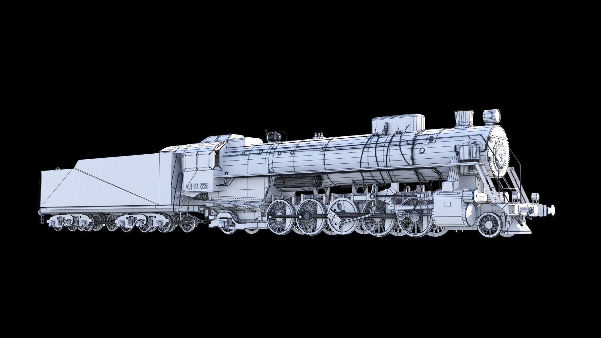 Soviet Locomotive FD 20 3D model_11