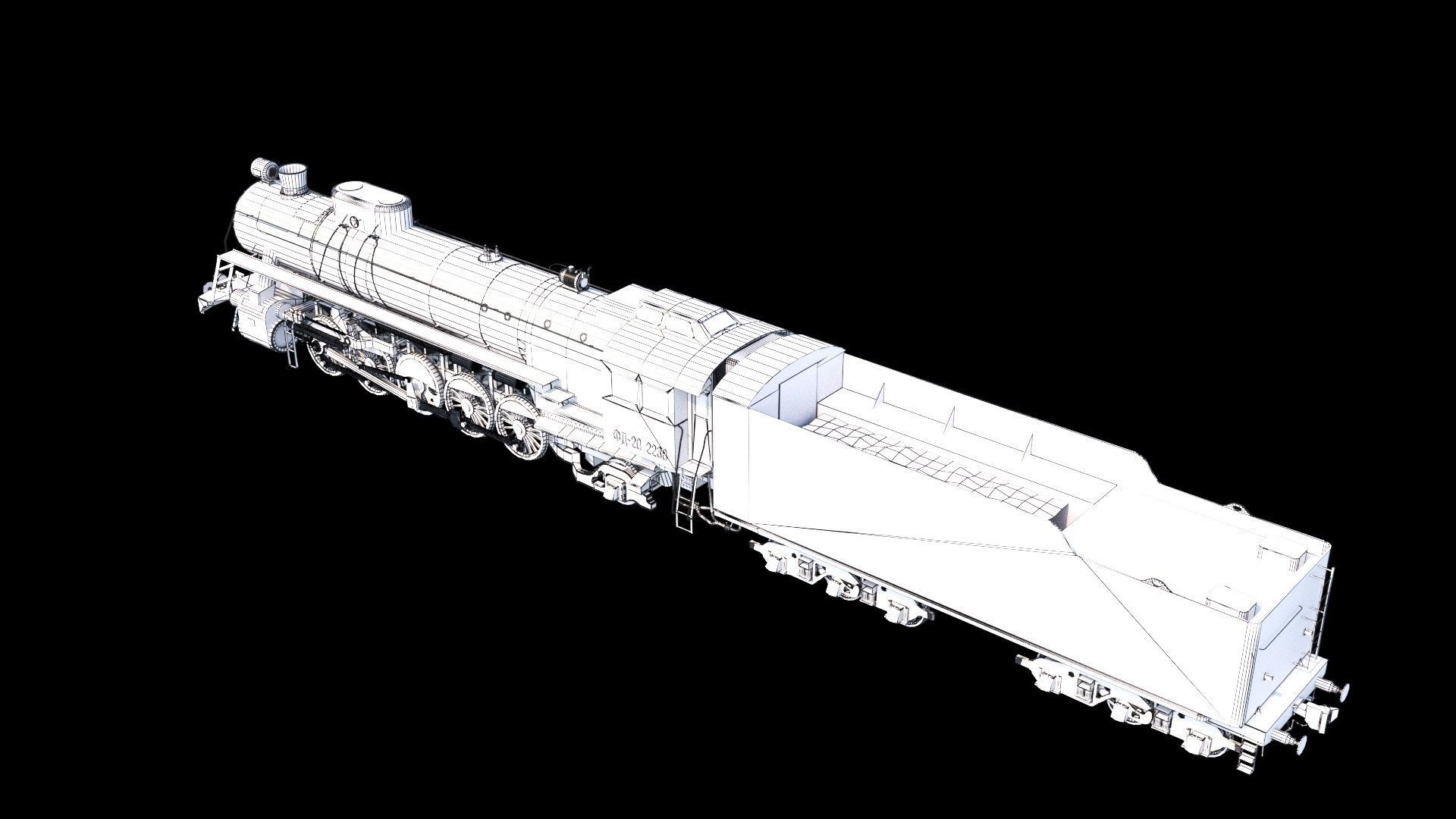 Soviet Locomotive FD 20 3D model_10