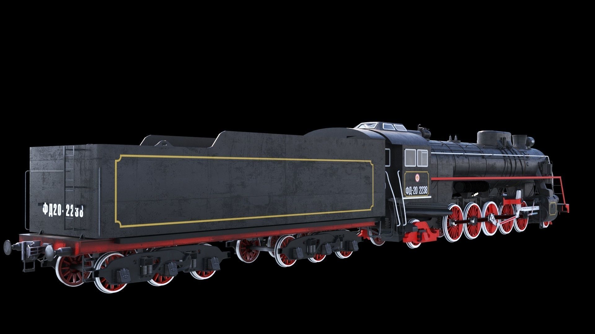 Soviet Locomotive FD 20 3D model_3
