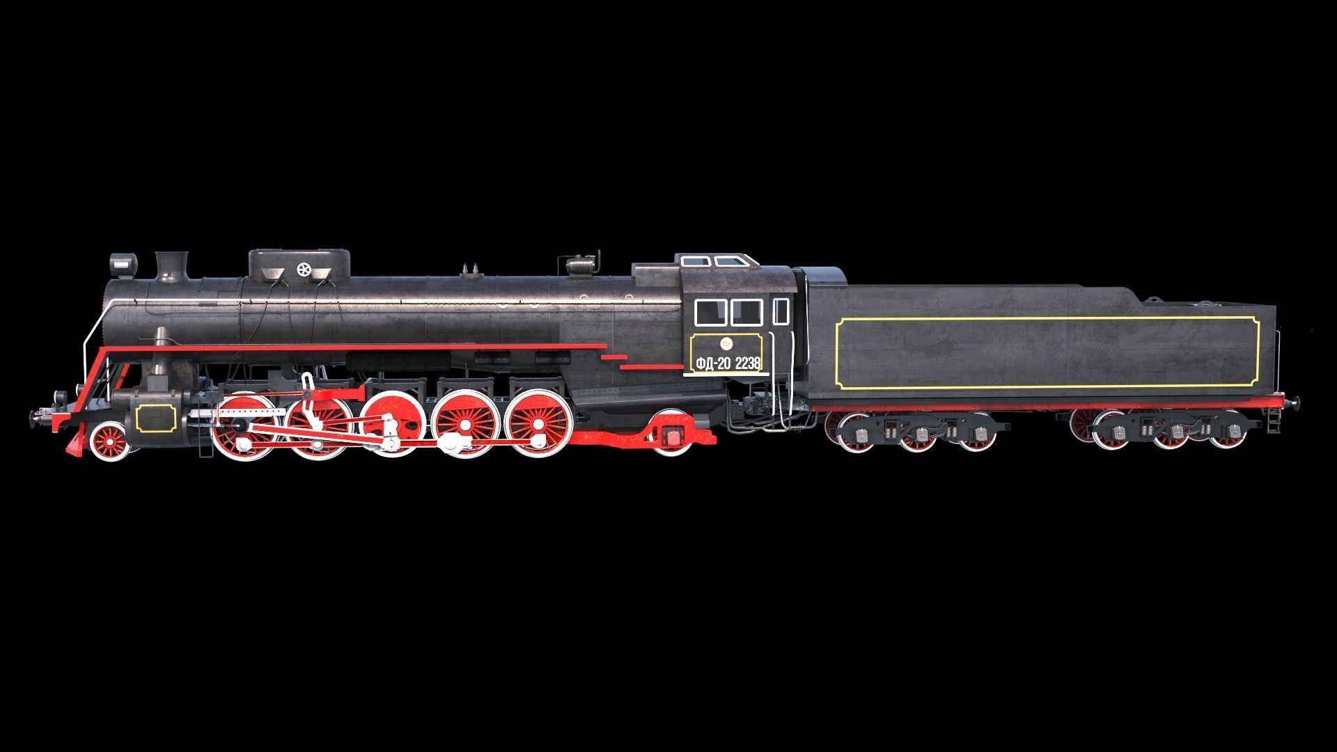 Soviet Locomotive FD 20 3D model_1