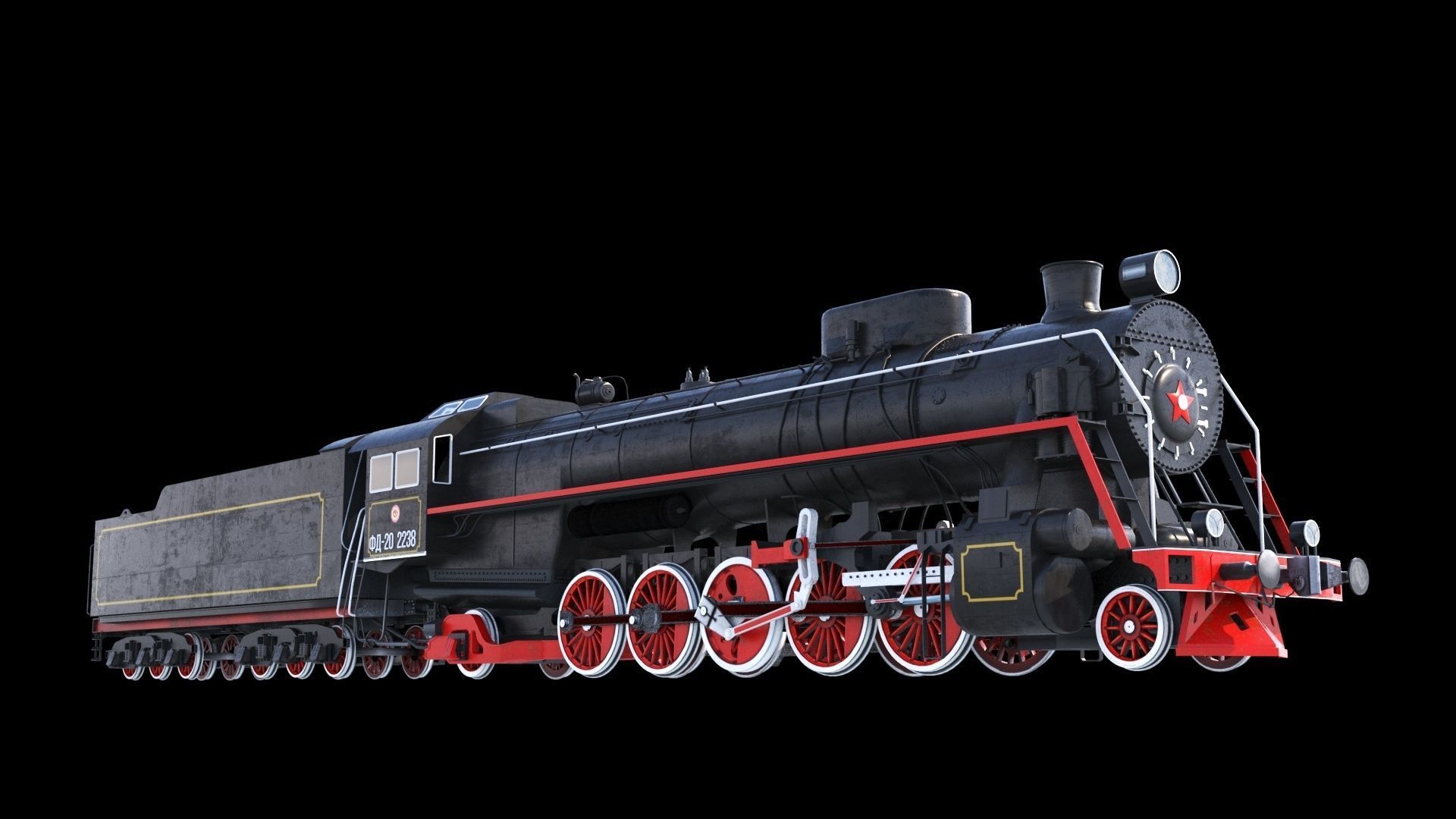 Soviet Locomotive FD 20 3D model_5