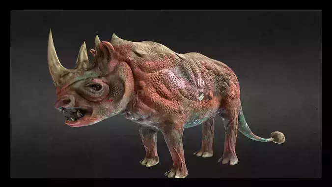 Scifi Rhino Creature Model for Game Engines Low-poly 3D model