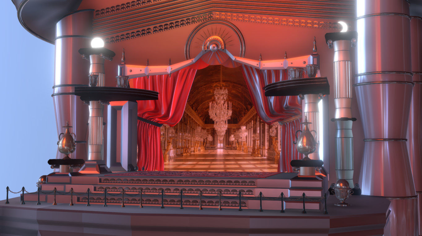 Theater stage with curtain 3D model_4