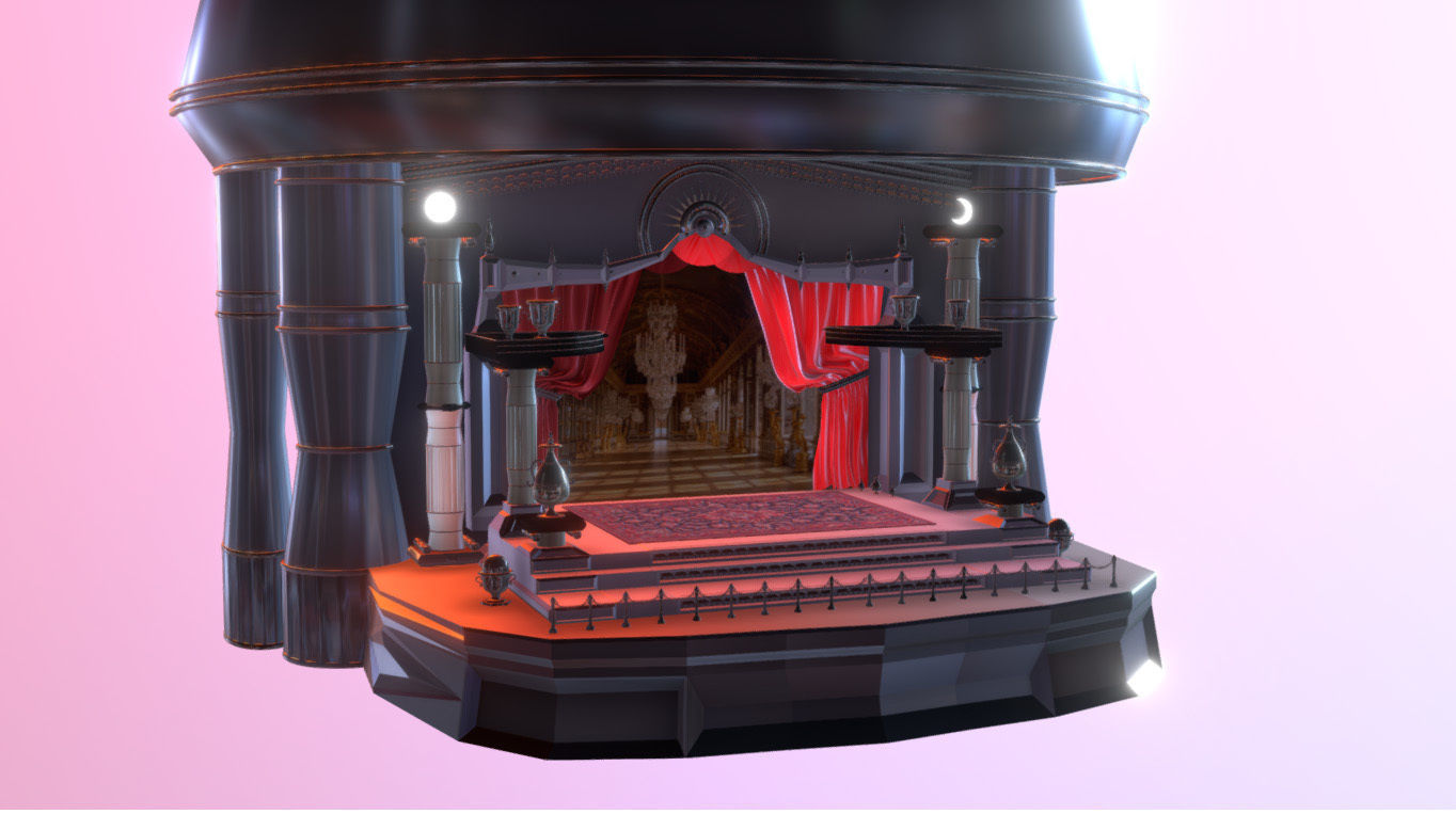 Theater stage with curtain 3D model_2