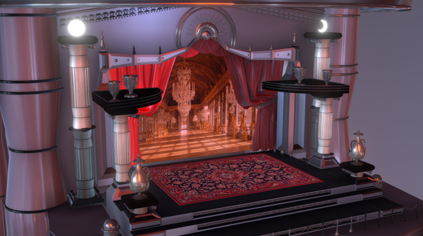 Theater stage with curtain 3D model_3