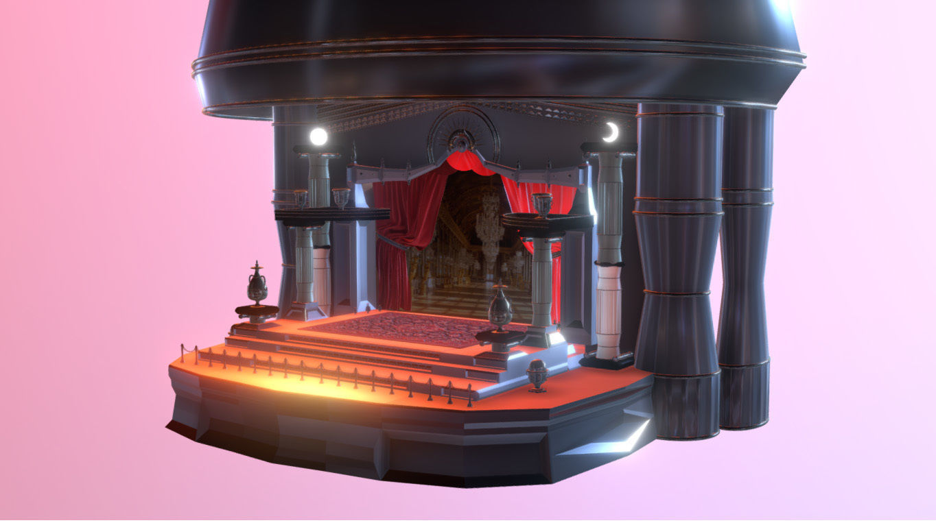 Theater stage with curtain 3D model_1