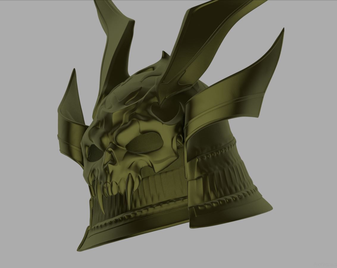 Emperor Shao Kahn samurai helmet for face from Mortal Kombat 11 3D print model_13