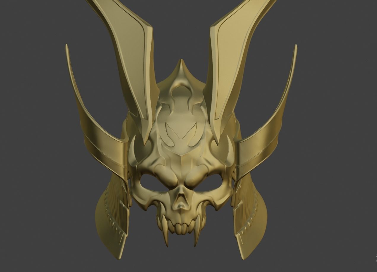 Emperor Shao Kahn samurai helmet for face from Mortal Kombat 11 3D print model_5