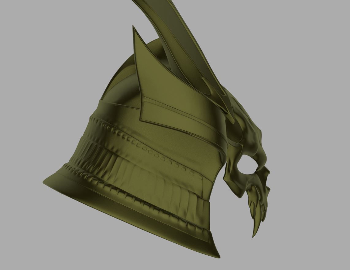 Emperor Shao Kahn samurai helmet for face from Mortal Kombat 11 3D print model_17