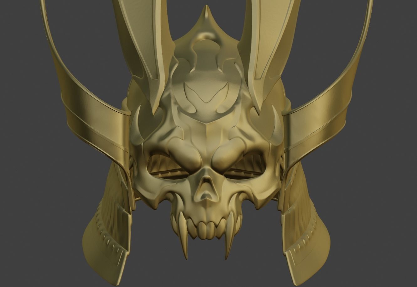 Emperor Shao Kahn samurai helmet for face from Mortal Kombat 11 3D print model_2
