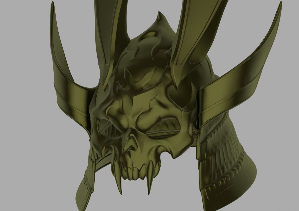 Emperor Shao Kahn samurai helmet for face from Mortal Kombat 11 3D print model_15