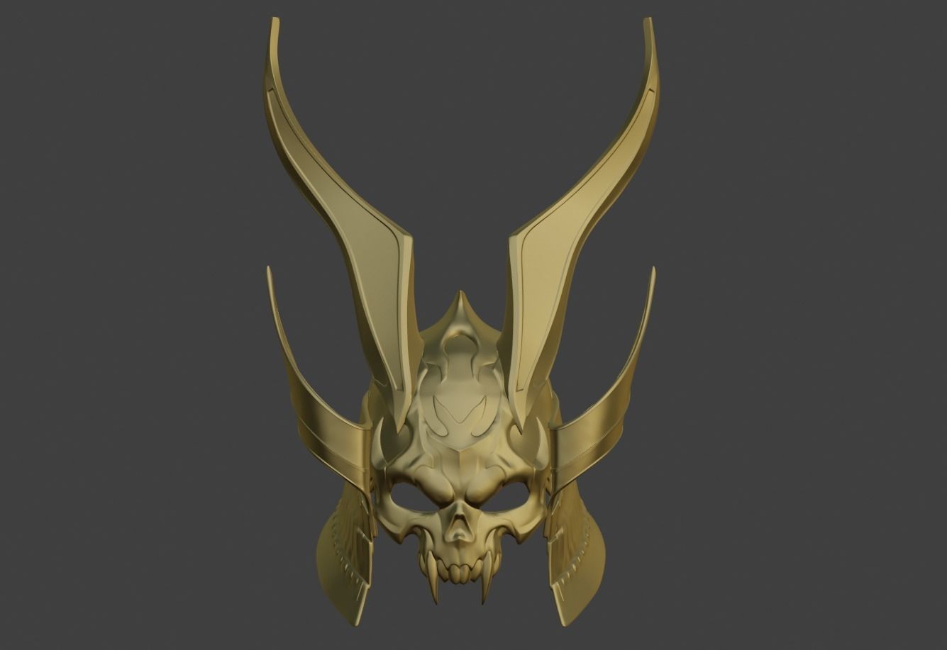Emperor Shao Kahn samurai helmet for face from Mortal Kombat 11 3D print model_1