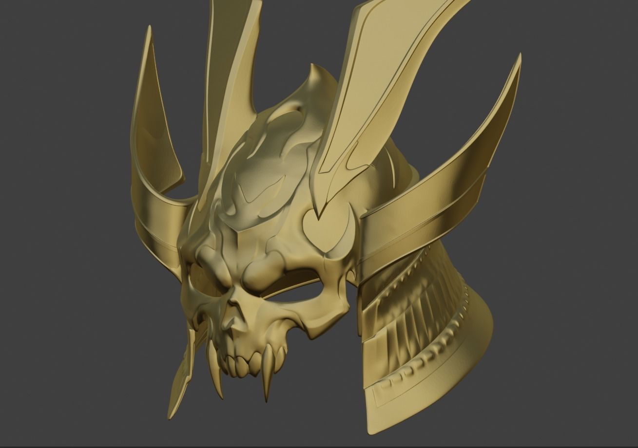 Emperor Shao Kahn samurai helmet for face from Mortal Kombat 11 3D print model_0