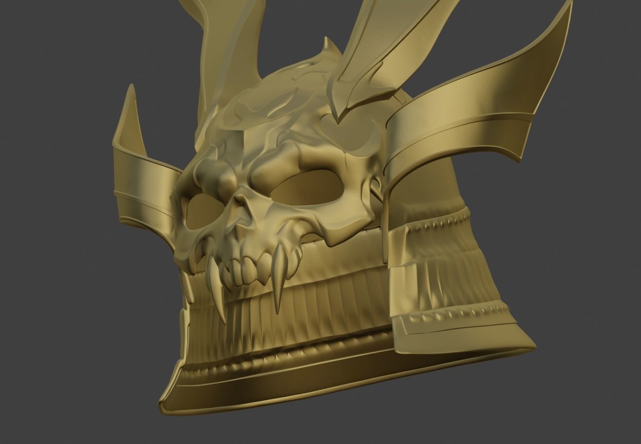 Emperor Shao Kahn samurai helmet for face from Mortal Kombat 11 3D print model_8