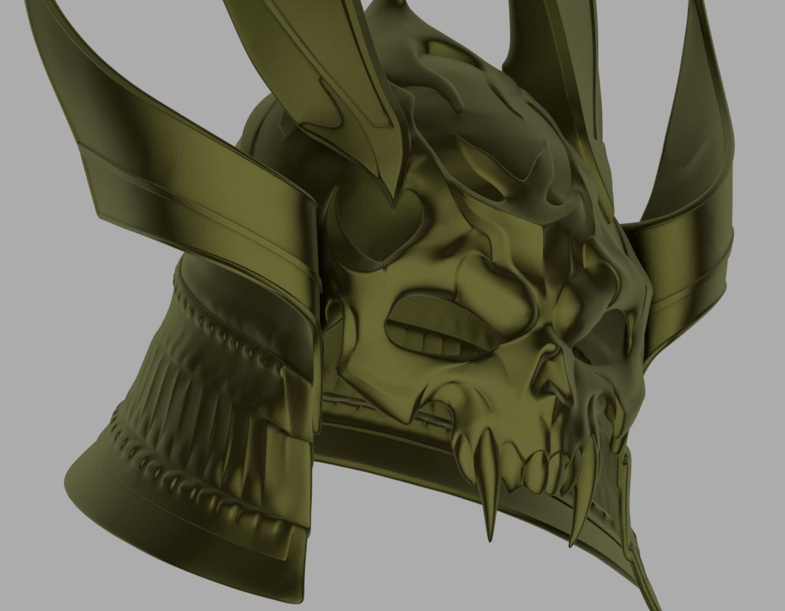Emperor Shao Kahn samurai helmet for face from Mortal Kombat 11 3D print model_12