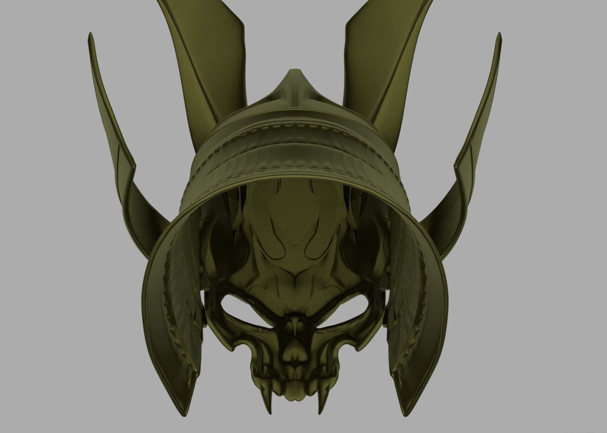 Emperor Shao Kahn samurai helmet for face from Mortal Kombat 11 3D print model_19