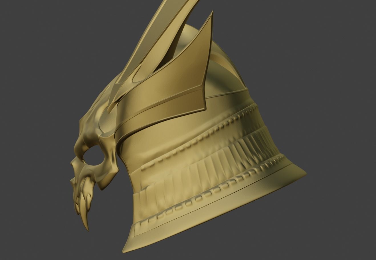 Emperor Shao Kahn samurai helmet for face from Mortal Kombat 11 3D print model_3