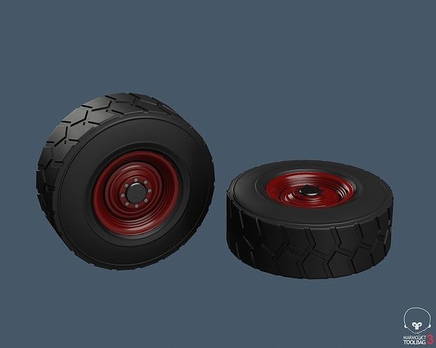 Truck tractor wheels 12 variations Low-poly 3D model 4