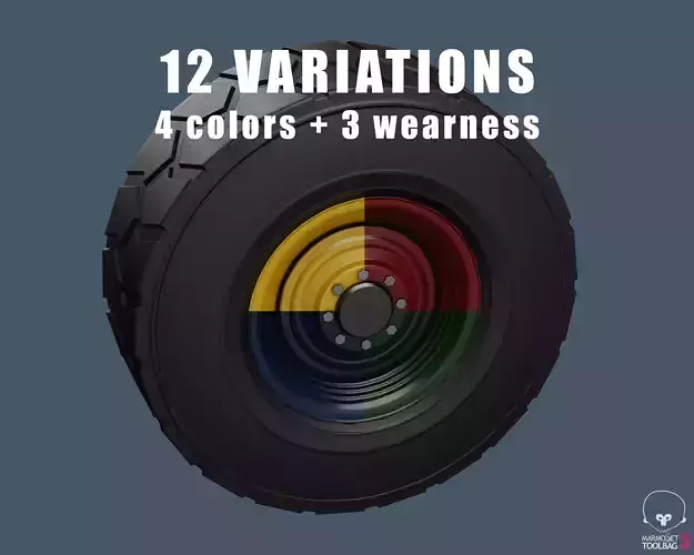 Truck tractor wheels 12 variations Low-poly 3D model